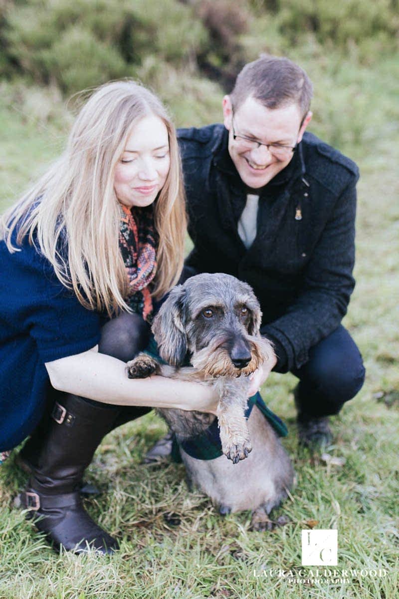 Yorkshire engagement shoot with dachshund | by Ilkley wedding photographer Laura Calderwood