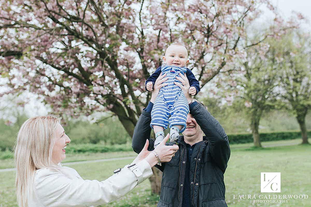 york baby photographer | 6 month baby photo shoot at rowntree park in York by Laura Calderwood Photography