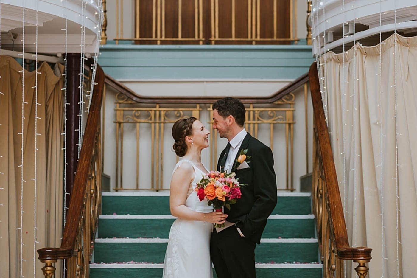 Kings Hall Ilkley Wedding Photos. colourful wedding at the winter gardens